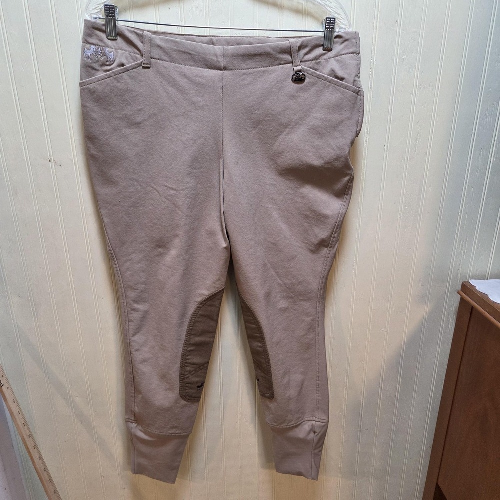 Devon-Aire Pants Womens 34 Beige Side Zip Breeches Euroseat Riding Stretch‎